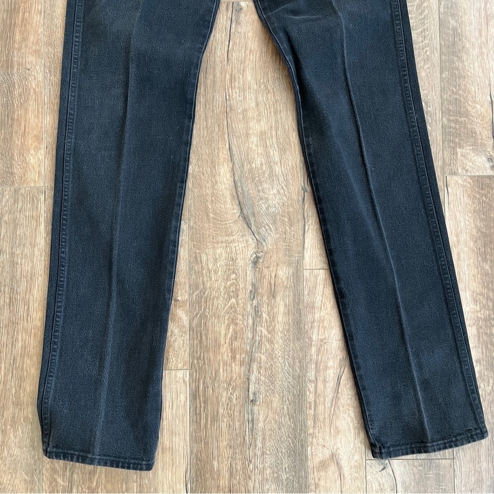 Wrangler Vintage 90s Washed Black Cowboy Cut Long Straight Leg Jeans - Picture 4 of 9
